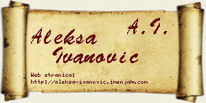 Aleksa Ivanović vizit kartica